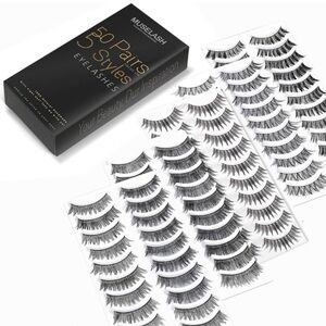 Brand new 50 Pairs False Eyelash Set Natural Professional Beauty Lashes Glam